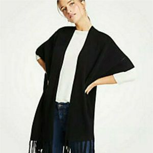 Ann Taylor Fringe Poncho Shawl Wrap Cardigan OS